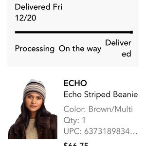 ISO Echo Hat Beanie Striped Blue, Taupe, Grey, Black